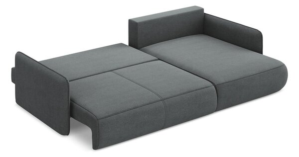 Divano angolare grigio allungabile/con contenitore (con penisola a destra) Nanea – Makamii