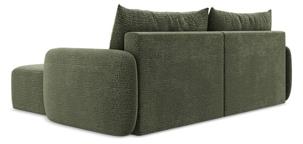 Divano angolare verde allungabile/con contenitore (con penisola a destra) Kalena – Makamii