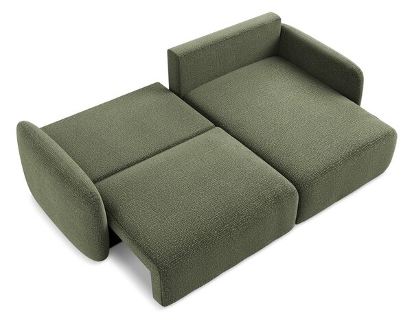 Divano angolare verde allungabile/con contenitore (con penisola a destra) Kalena – Makamii
