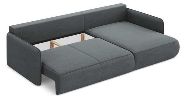Divano angolare grigio allungabile/con contenitore (con penisola a destra) Nanea – Makamii