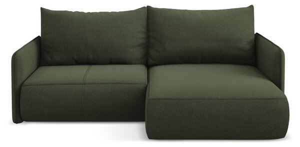 Divano angolare verde allungabile/con contenitore (con penisola a destra) Nanea – Makamii