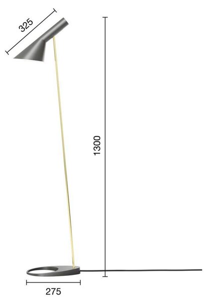 Lampada da terra Louis Poulsen, AJ, Grigio, Soggiorno, Metallo, Design