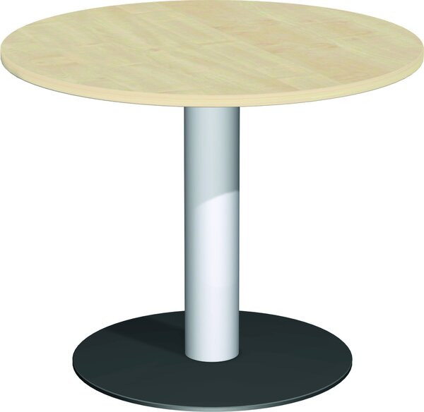 Tavolo a colonna, diametro x altezza 900 x 720 mm, rotondo, colore del piano acero, colonna argento, base a piatto antracite