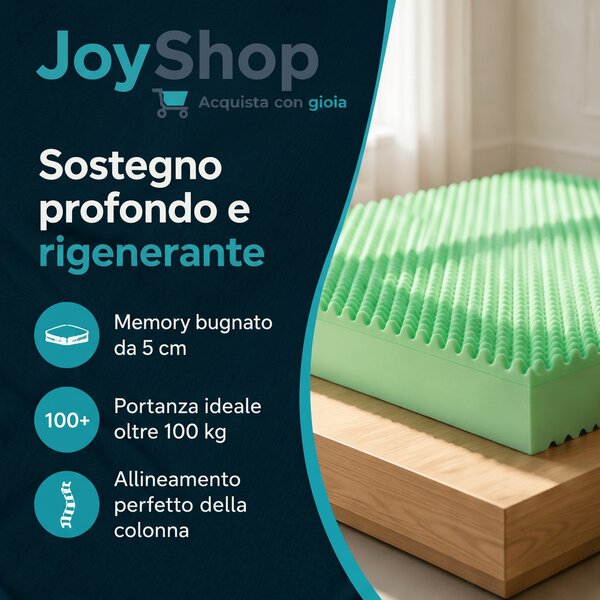 Materasso Memory Bugnato Traspirante – 5 cm, 27 cm, Alta Portanza | MEMORY KING 80x190 Singolo standard