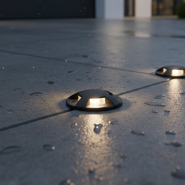 Faretto da terra moderno nero GU10 50mm effetto 4 luci IP65 - Cellar