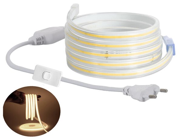 03 metri, set di strisce LED COB bianco neutro 4000K, cavo di alimentazione IP20 con interruttore (240LED/M, divisibili ogni 10 cm)