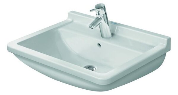 Lavabo Duravit Starck 3 larghezza 60 cm 1 foro per rubinetto, bianco WonderGliss 3006000001