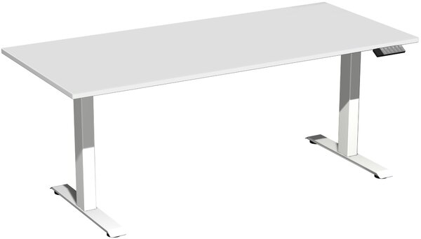 Tavolo elevatore elettrico regolabile in altezza, 1800x800x730-1230, grigio chiaro/bianco