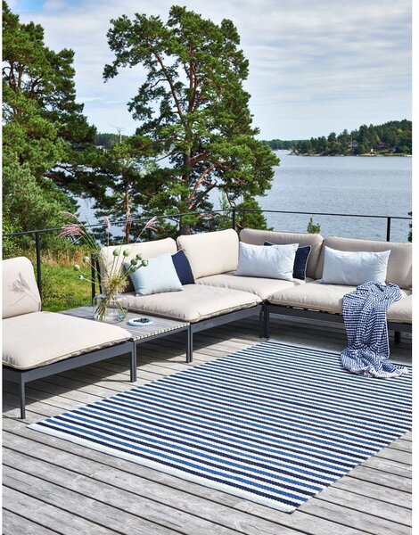 Tappeto da interno/esterno blu/color crema 70x120 cm Teo Denim – Pappelina