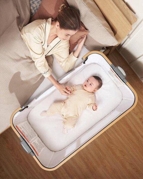 Lettino da viaggio per bambini regolabile, leggero e portatile, con materasso