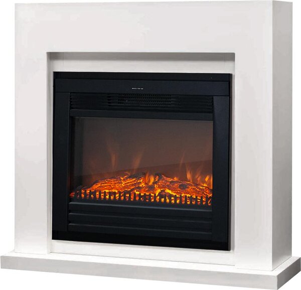 Caminetto elettrico Xaralyn - Evita - legno bianco - riscaldamento 1500 watt - con telecomando - caminetto da incasso incluso - caminetto decorativo