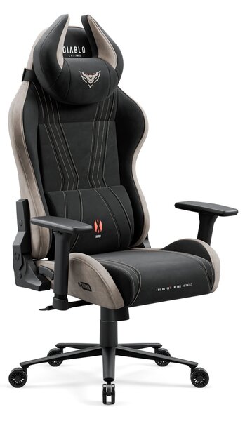 Diablo X-Horn 2.0 sedia da gioco Rivestimento in tessuto Sedia da ufficio Sedia da ufficio Braccioli 3D Funzione dondolo Cuscino lombare Poggiatesta