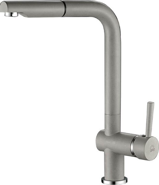 Rubinetto da cucina grigio LUNA BLZ_969D con bocca estraibile e mobile, facile montaggio, testa in Vetroceramica, riduce il consumo d'acqua