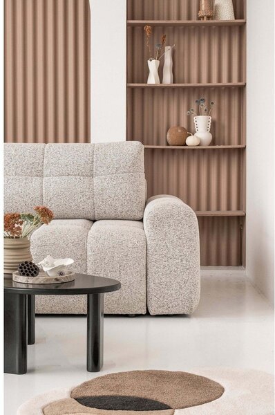 Divano angolare componibile beige allungabile/con contenitore (con penisola a sinistra) Lulu – Miuform