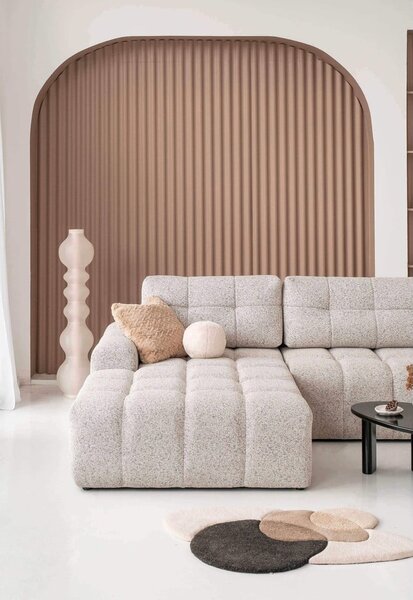 Divano angolare componibile beige allungabile/con contenitore (con penisola a sinistra) Lulu – Miuform