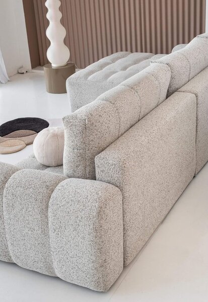 Divano angolare componibile beige allungabile/con contenitore (con penisola a sinistra) Lulu – Miuform
