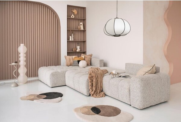 Divano angolare componibile beige allungabile/con contenitore (con penisola a sinistra) Lulu – Miuform