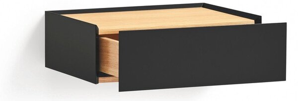 Comodino nero con piano effetto rovere da parete Arista – Teulat