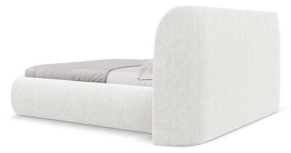 Letto matrimoniale imbottito bianco con contenitore con griglia 180x200 cm Hauke - Makamii