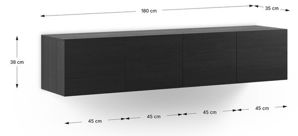 Mobile TV nero 180x38x35 cm Daroca – Marckeric