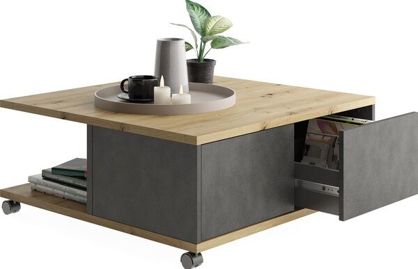 Tavolino TWIN 1 su rotelle di FMD Matera / Rovere artigianale