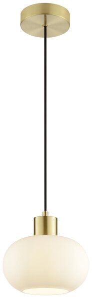 Lampada a sospensione Brilliant, modello Fanny, a una luce, finitura in ottone spazzolato/bianco, attacco E27, 20W, grado di protezione IP20, per uso interno