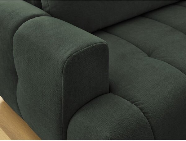 Divano angolare verde allungabile e con contenitore (penisola a destra/a L) con rivestimento in ciniglia Fuji – Bobochic Paris