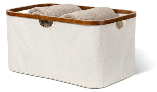 Cesta per il bucato color crema in tessuto pieghevole Bamboo/Linen – Bigso