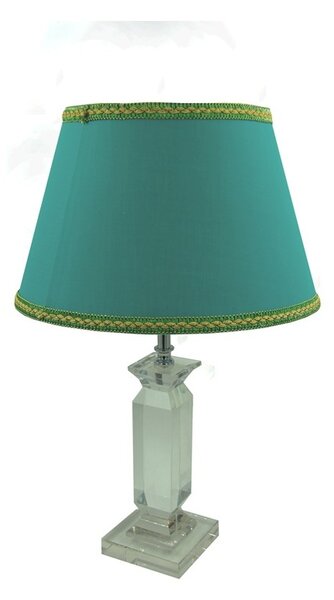 Royal Family - Lampada da Tavolo in Cristallo con Base Quadrata Verde Tiffany