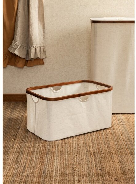 Cesta per il bucato color crema in tessuto pieghevole Bamboo/Linen – Bigso