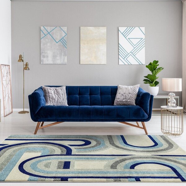 Tappeto blu polveroso 80x150 cm Nova Retro Blue – Asiatic Carpets