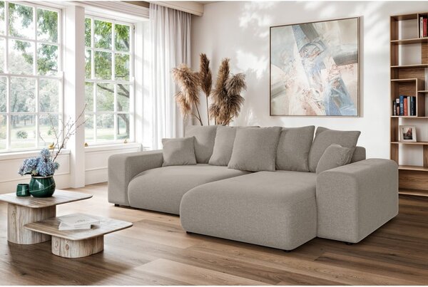 Divano angolare beige allungabile/con contenitore (con composizione variabile) Luma – Ropez