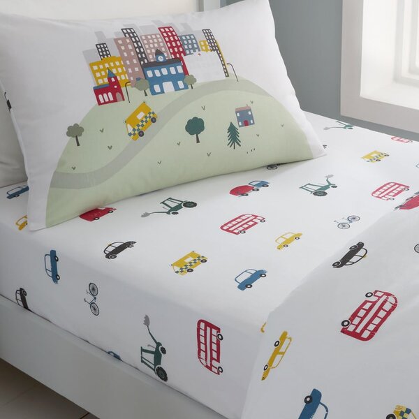 Lenzuolo con angoli per bambini bianco in cotone per letto singolo 90x190 cm Transport – Bianca