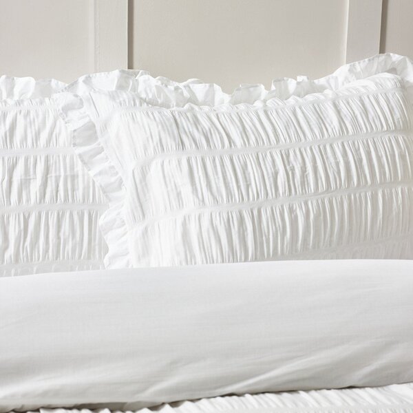 Biancheria da letto bianca in crêpe per letto singolo 135x200 cm Seersucker Frill – Catherine Lansfield