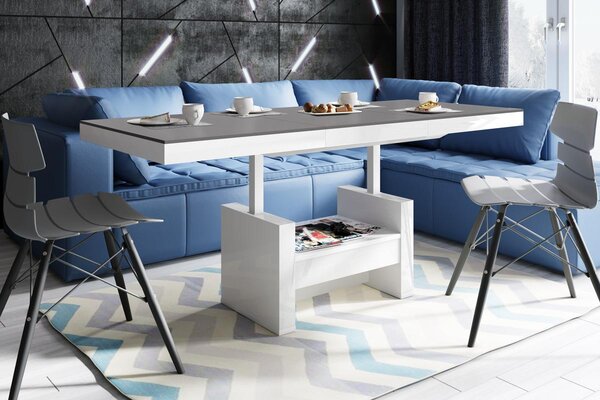 Tavolino di design HLU-111 con cassetto estraibile e regolabile in altezza, tavolo da pranzo