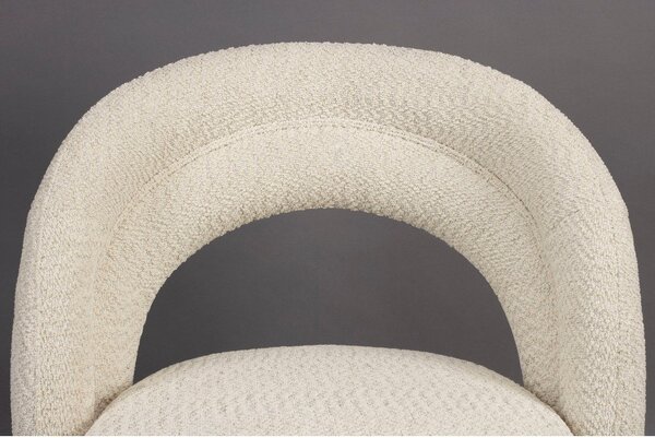Poltrona color crema girevole con rivestimento in bouclé Seina – Dutchbone