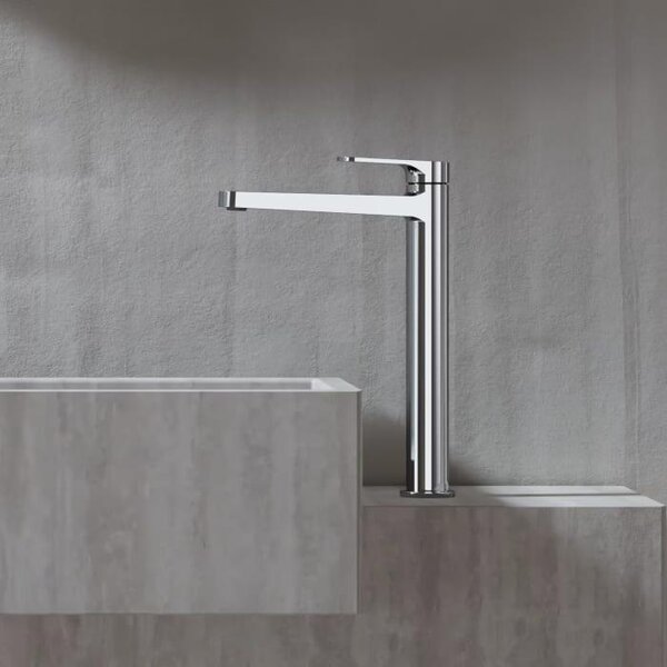 Rubinetto monocomando per lavabo della serie Steinberg 343, senza tappo di scarico, altezza 30,1 cm