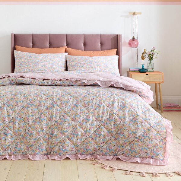 Copriletto rosa con rivestimento trapuntato 220x230 cm Darcy Floral – Catherine Lansfield