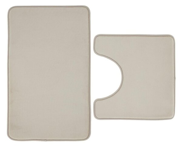 Set di tappetini per il bagno beige in memory foam 2 pz per WC 50x80 cm Anti-Bacterial – Catherine Lansfield