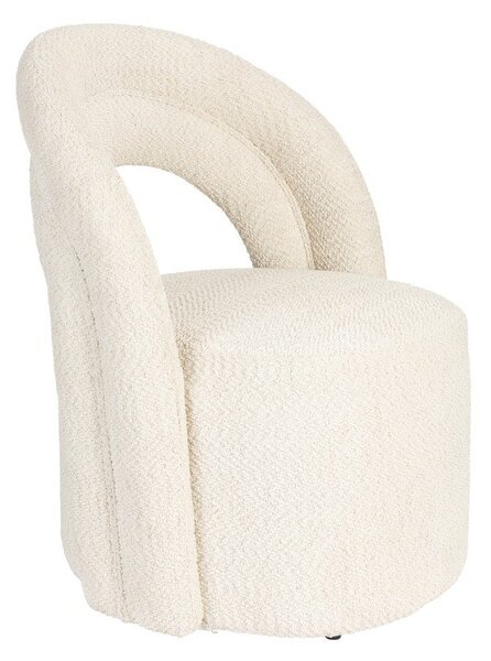 Poltrona color crema girevole con rivestimento in bouclé Seina – Dutchbone