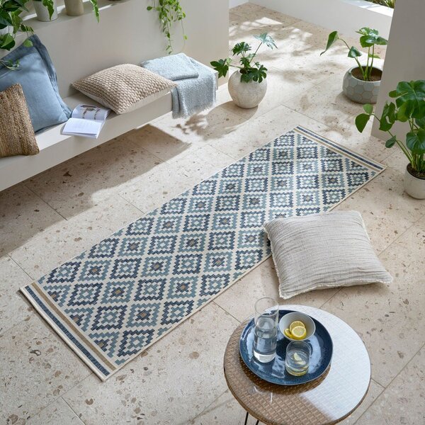 Tappeto da interno e esterno giallo e blu 80x230 cm Zia Trellis – Flair Rugs