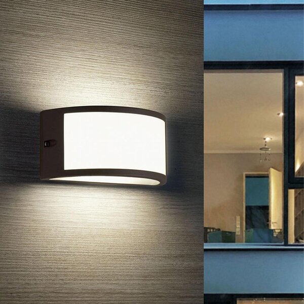 Applique Esterno Moderna Emerson Alluminio Grigio Bianco 1 Luce E27 Ip54