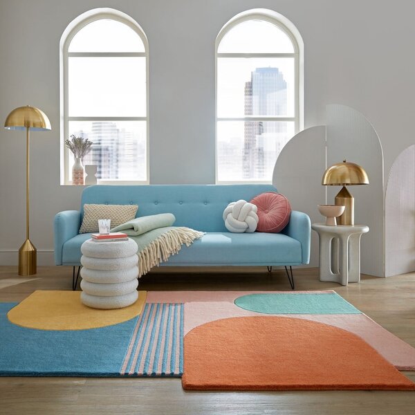 Tappeto blu in lana tessuto a mano 120x180 cm Lozenge Bright Multi – Flair Rugs