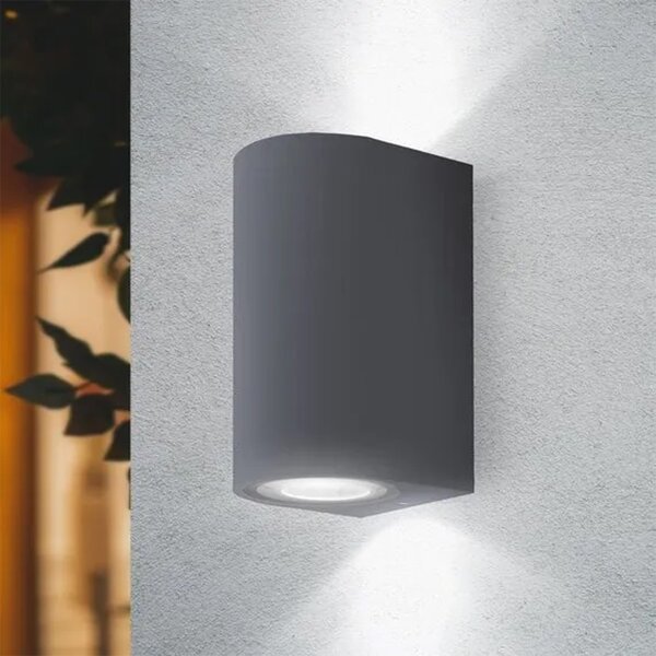 Applique Esterno Moderna Harper Alluminio Nero 2 Luci Gu10 Ip54