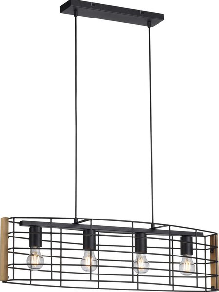 Lampada a sospensione JUST LIGHT DRAIN in legno, stile industriale retrò con inserti in legno; ideale per la zona giorno, ad esempio soggiorno, sala da pranzo, camera da letto