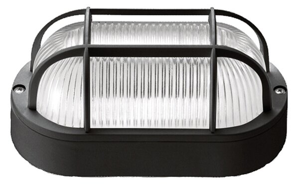 Plafoniera Esterno Contemporanea Quinn Pc Nero Griglia 1 Luce E27 Ip44