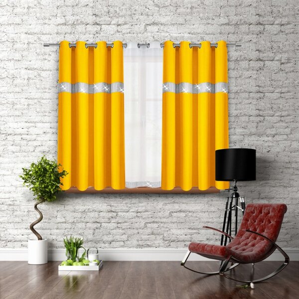 Tenda su anelli con zirconi 140x160 cm giallo