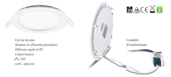 Faretti Incasso Logan Alluminio Bianco Led Integrato 6W 3000K Ip20