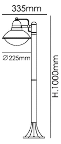 Paletto Esterno Nordico Urban Alluminio Nero Bianco 1 Luce E27 Ip44