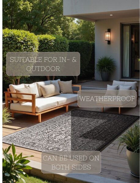 Tappeto da interno/esterno bianco e nero 200x290 cm Duet Kona – NORTHRUGS